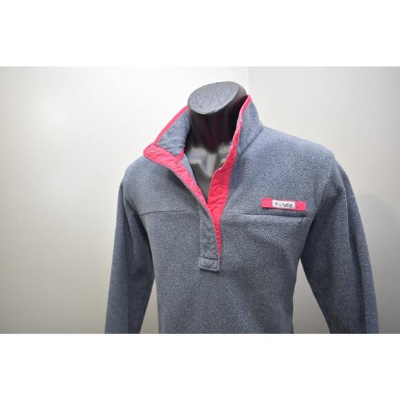 Columbia PFG Fleece Sweater Snap Neck Gray Long Sleeve Pullover Womens Sz Large - Picture 3 of 9